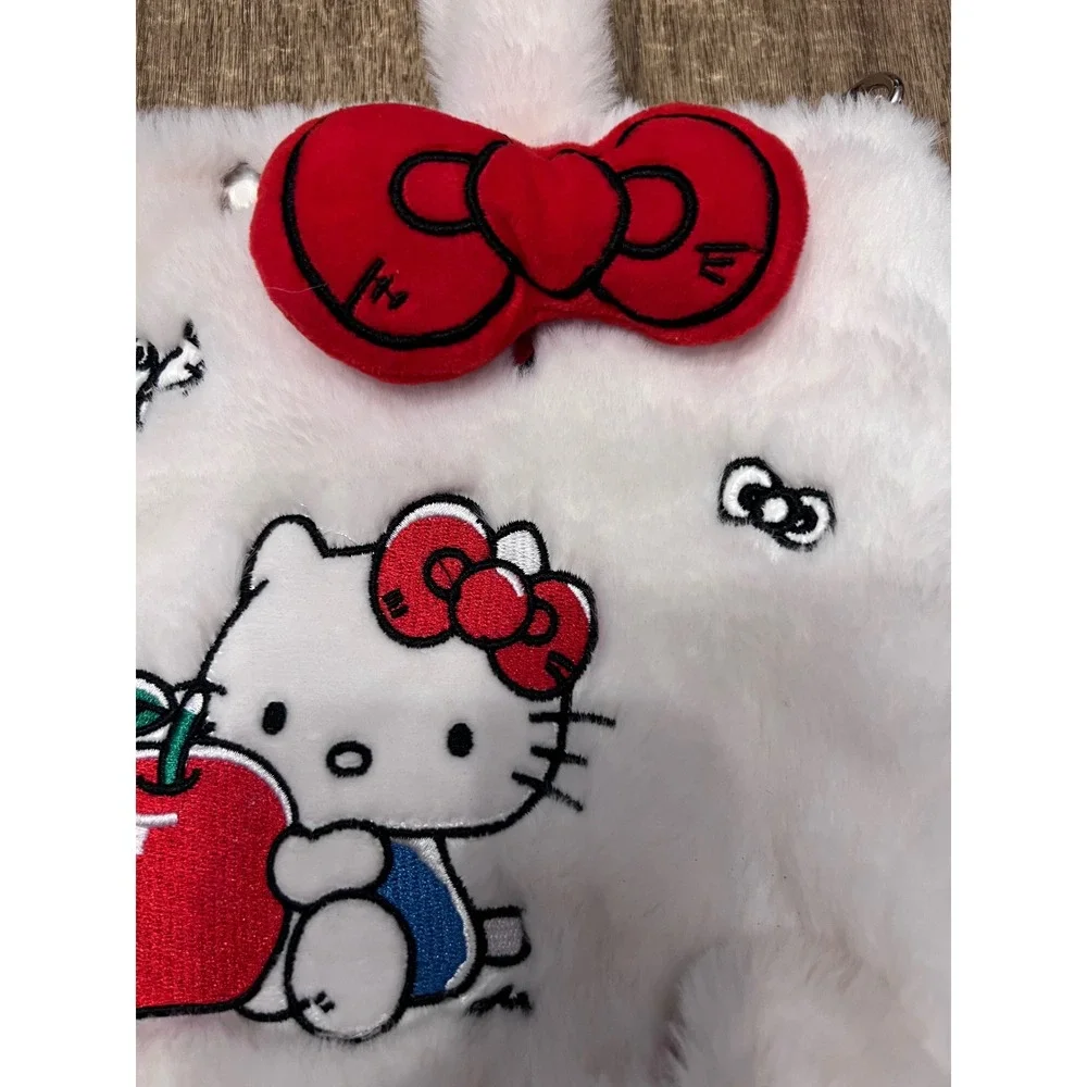 Hello Kitty Mini White Fuzzy Tote With Bow Missing Crossbody Strap Sanrio Kawaii